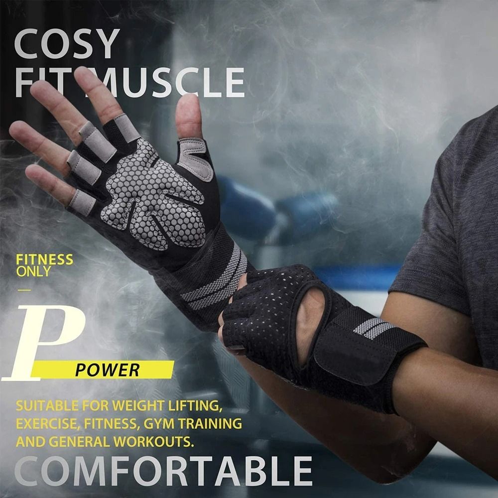 손목 보호대가 있는 1쌍의 헬스장 피트니스 장갑 반손가 - Wrist Wrap Support 리뷰 및 가격