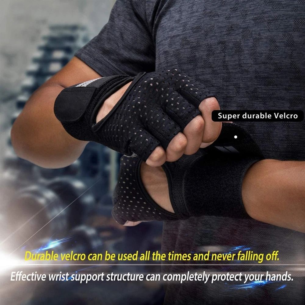 손목 보호대가 있는 1쌍의 헬스장 피트니스 장갑 반손가 - Wrist Wrap Support 리뷰 및 가격