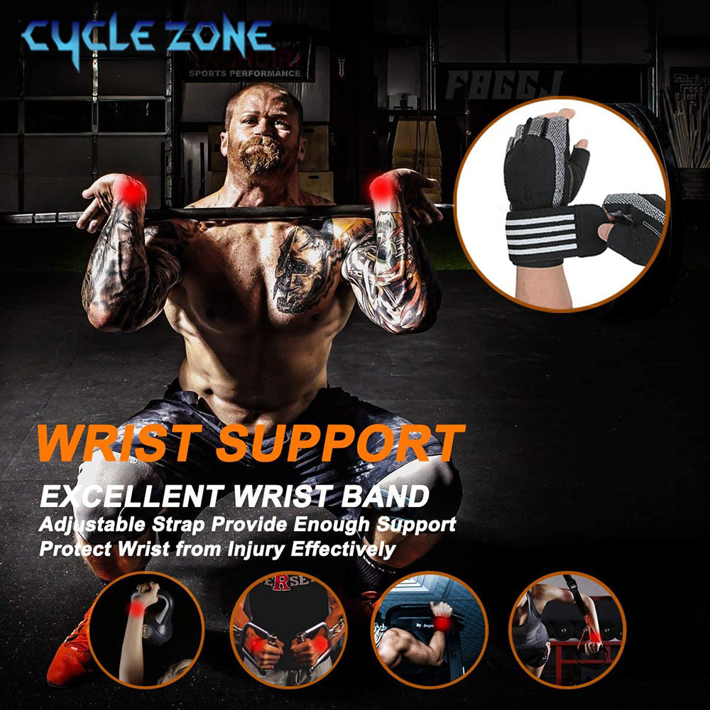 손목 랩 지원 기능이 있는 1쌍의 하프 핑거 짐 피트니 - Wrist Wrap Support 리뷰 및 가격